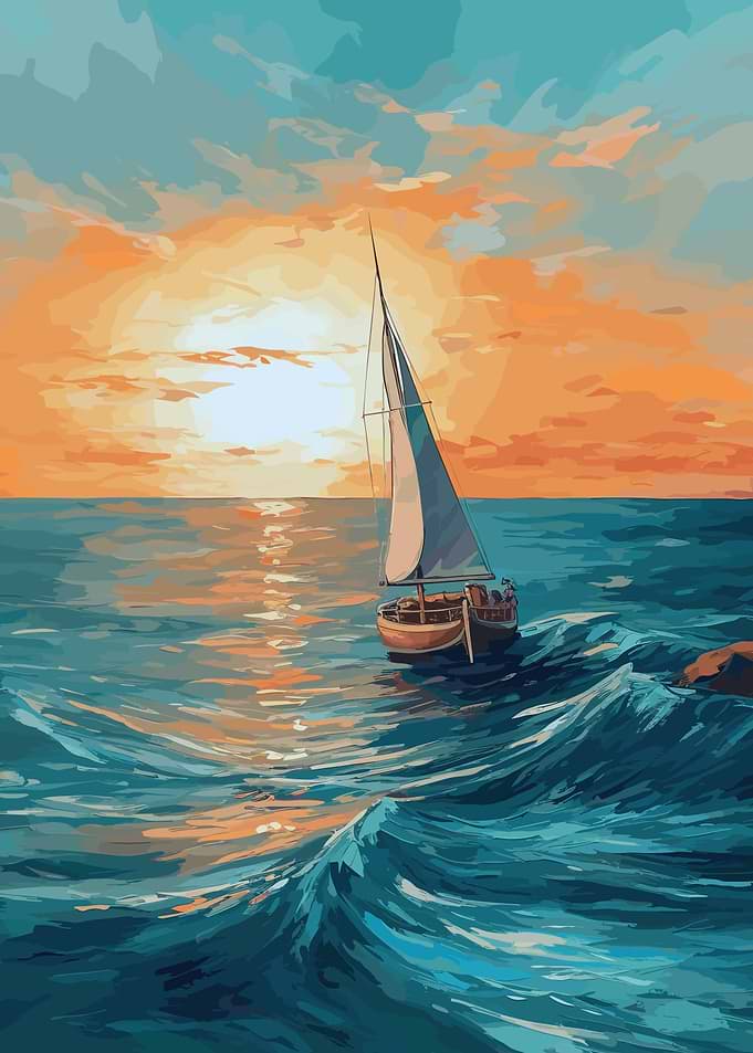Sailboat Sunset Painting