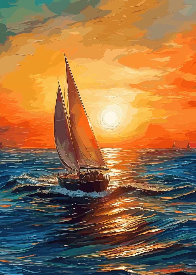 Sailboat Sunset Painting