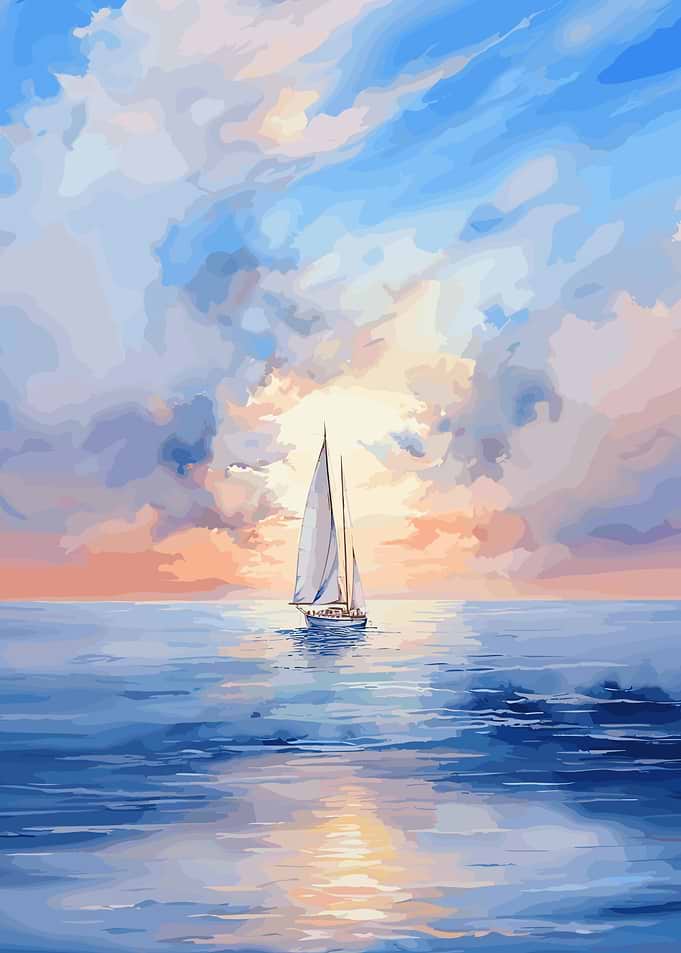 Sailboat Sunset Painting
