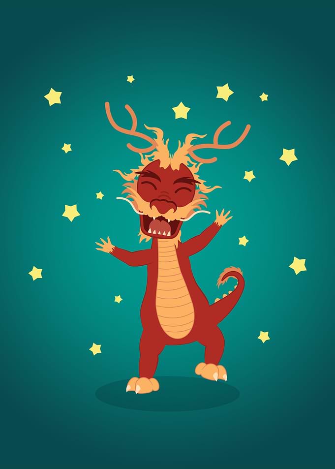 Red dragon dancing