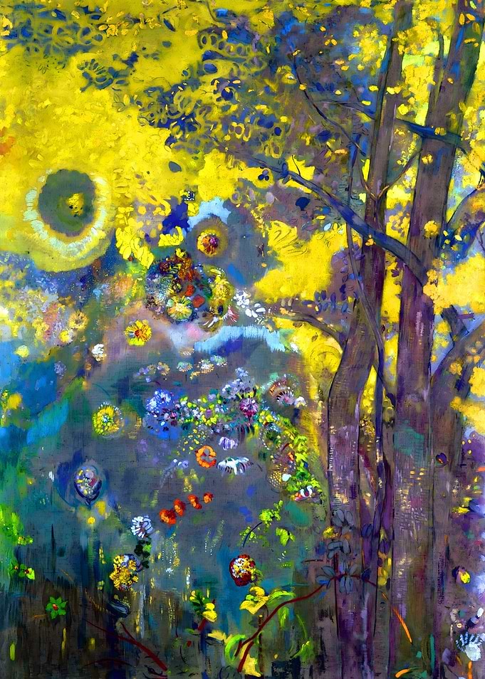 Trees on Yellow Background