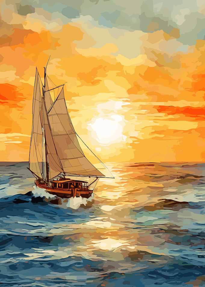 Sailboat Sunset Painting