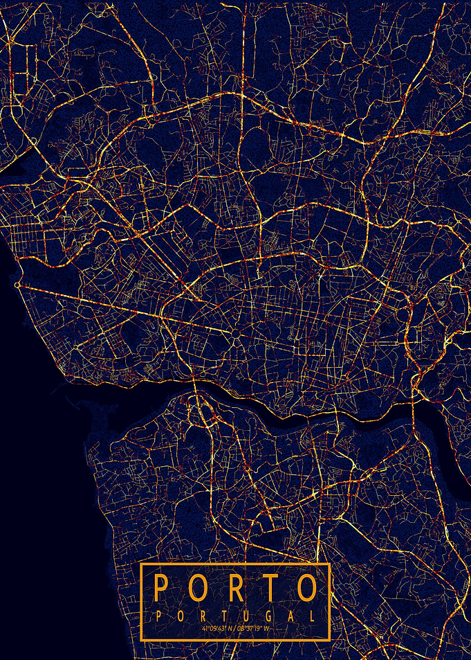 Porto Map City At Night
