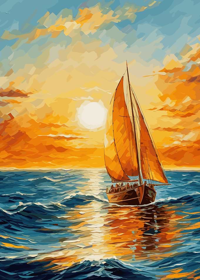 Sailboat Sunset Painting
