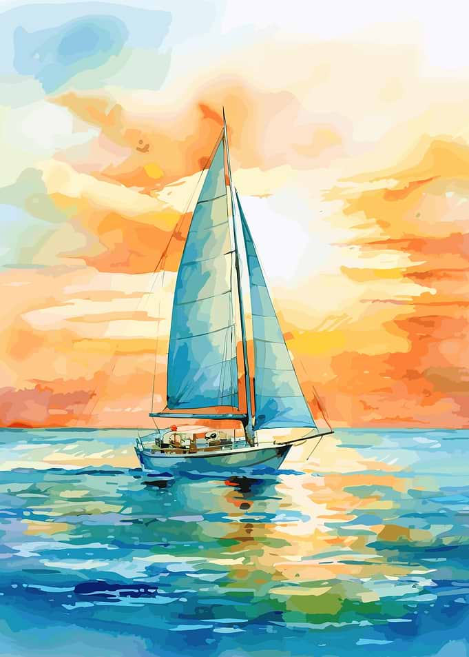 Sailboat Sunset Painting