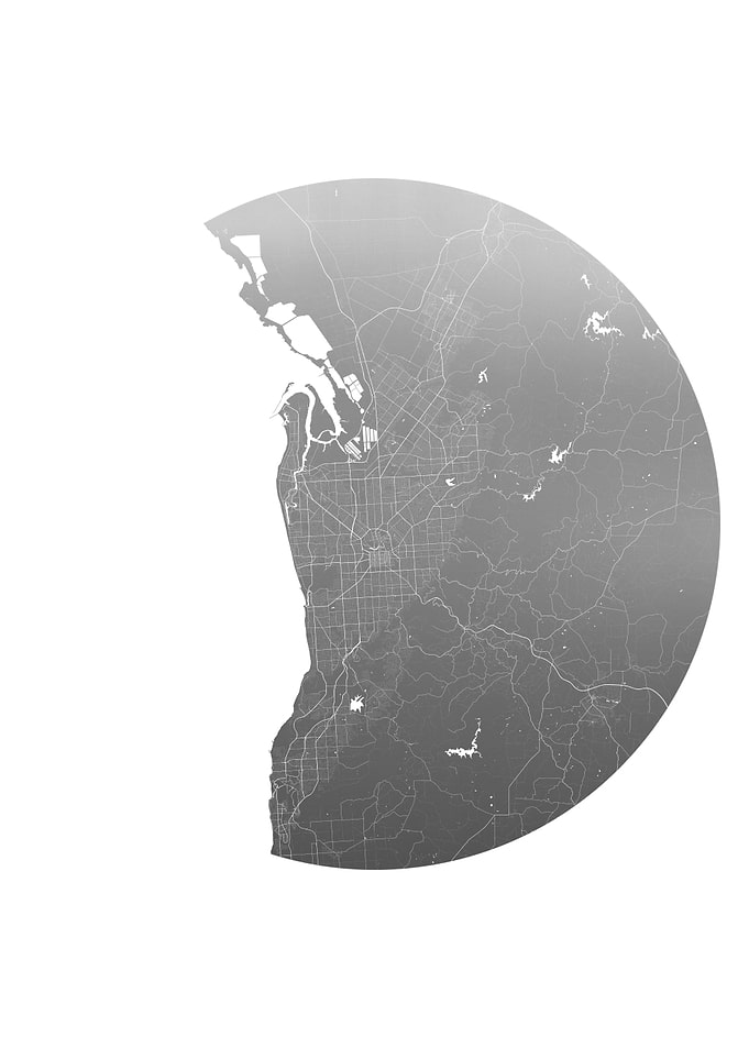Adelaide Silver White Map