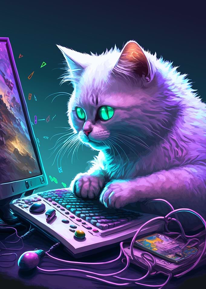 Cat Gaming Neon Game