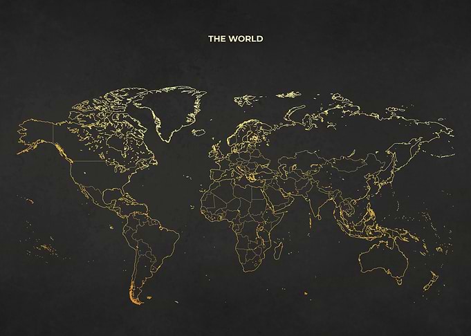 Gold World Map