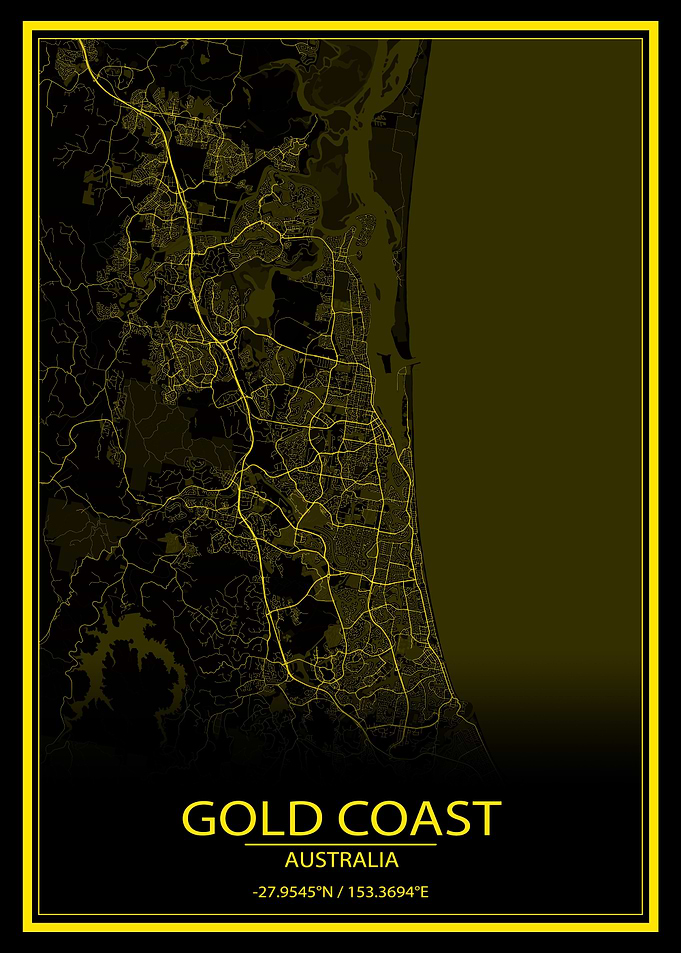 Gold Coast YellowBlack Map