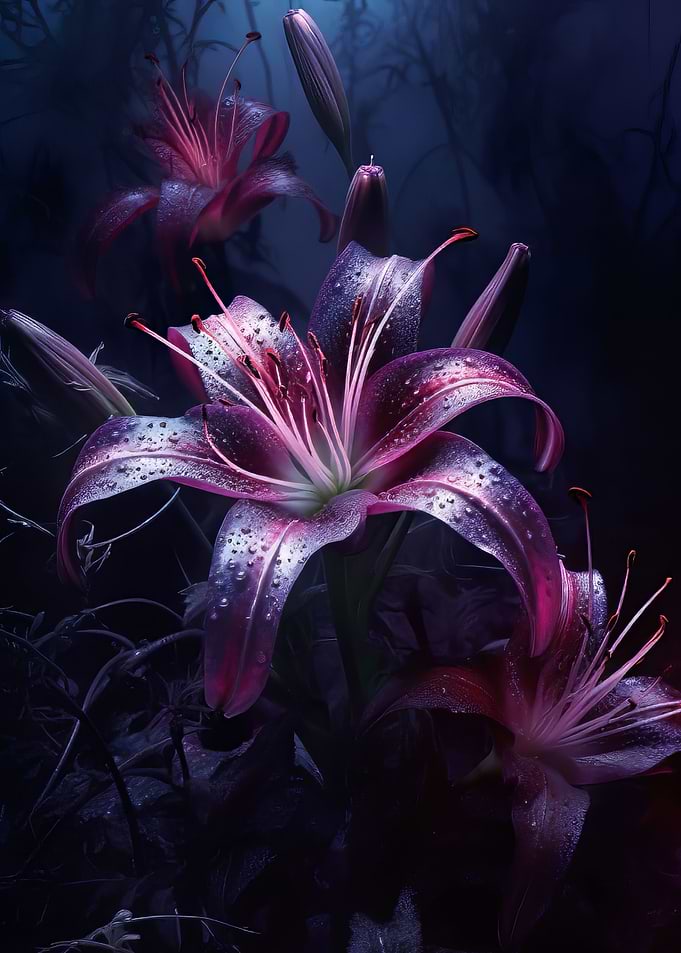 Violet and purple lilies