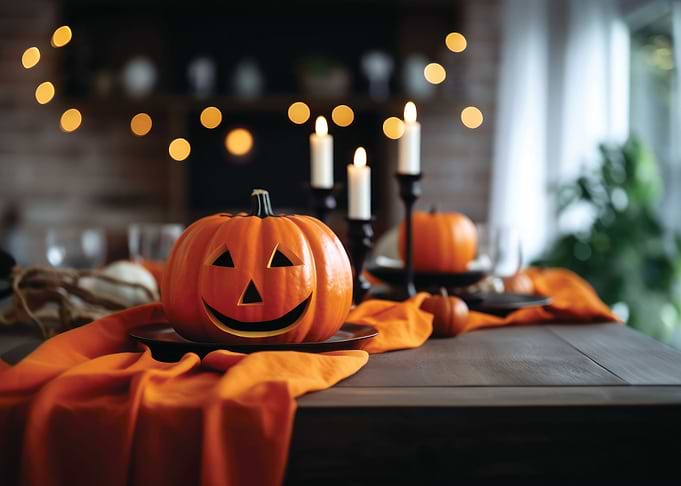 Halloween pumpkin candle
