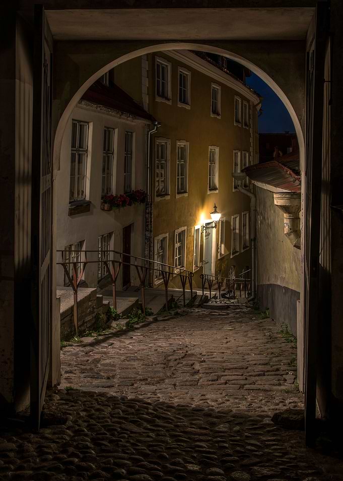Arch at night