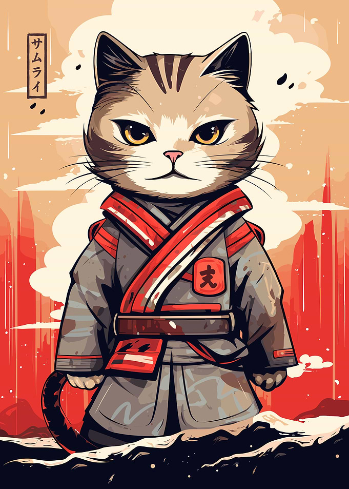 Japanese Samurai Cat
