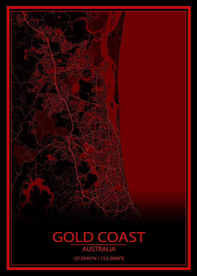 Gold Coast Red Black Map