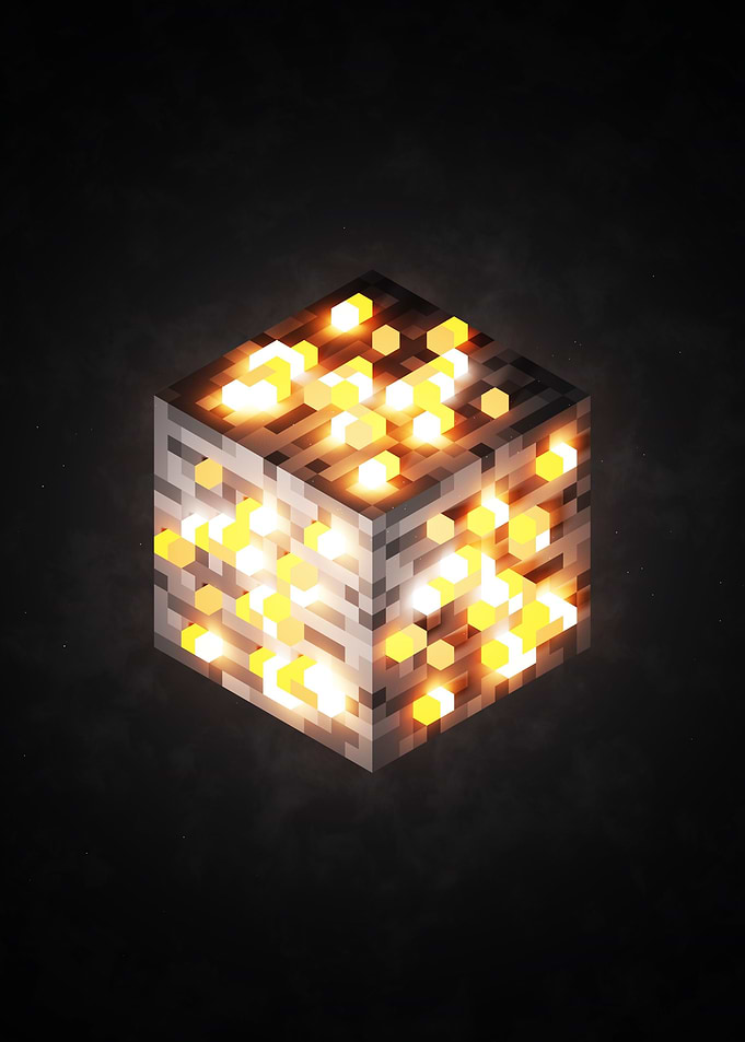 Cube Shiny Iron Voxel Art