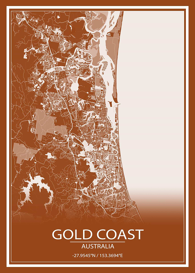 Gold Coast Brown White Map