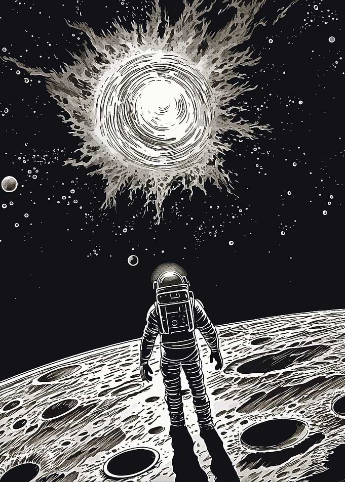 Black and white astronaut