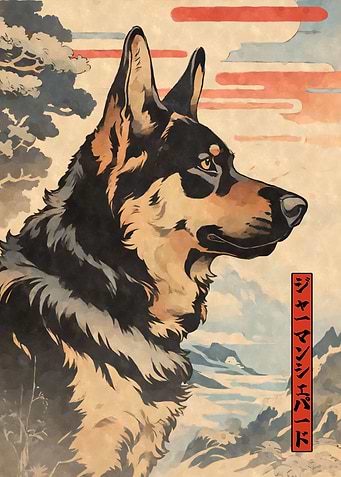 German Shepherd Woodblock