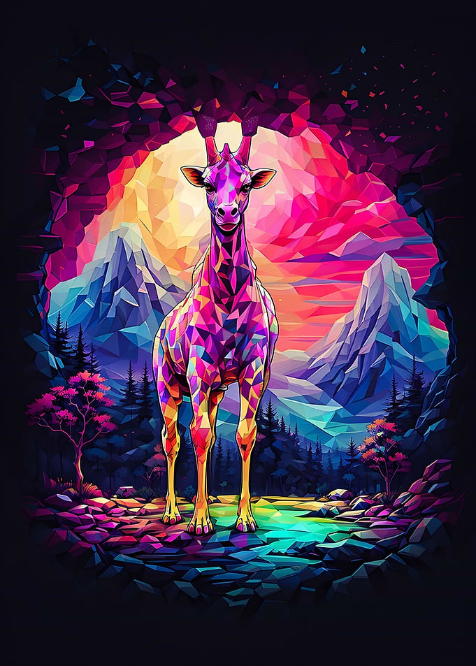 Giraffe Abstract Colorful