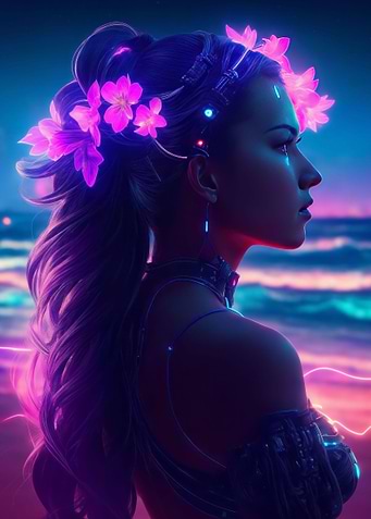 Glowing cyberpunk girl