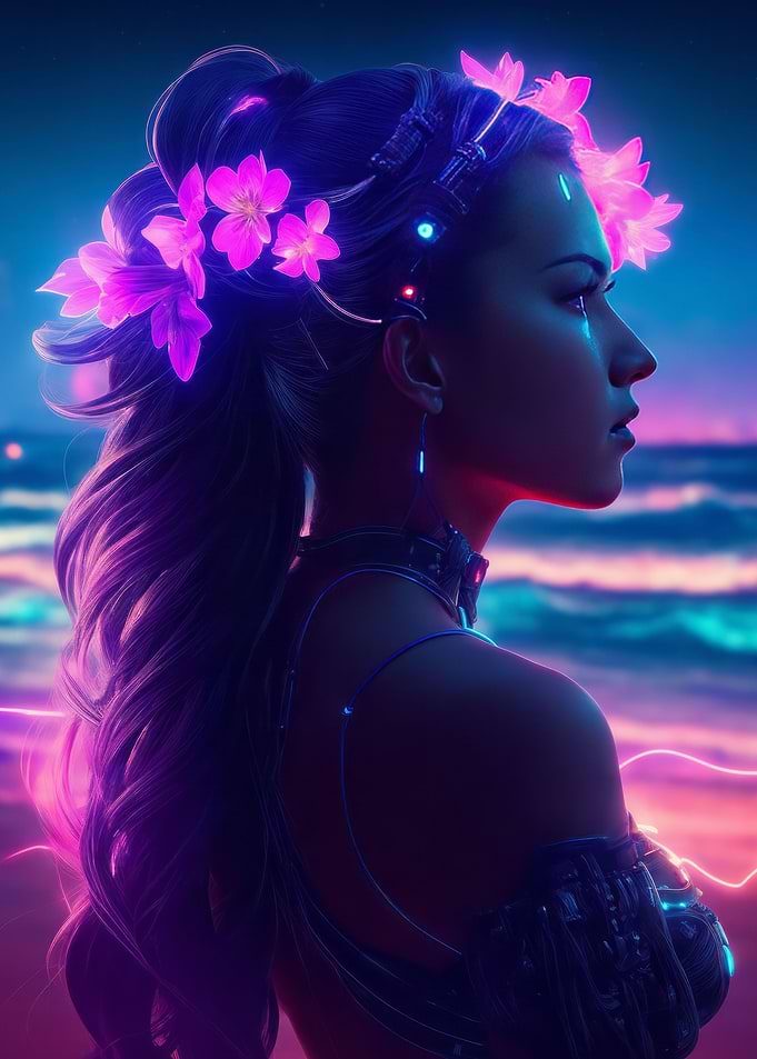 Glowing cyberpunk girl