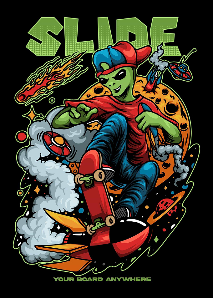 skateboarding space Text