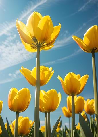 Yellow tulips flowers