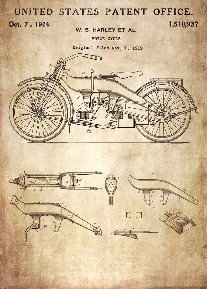 Vintage motorcycle patent