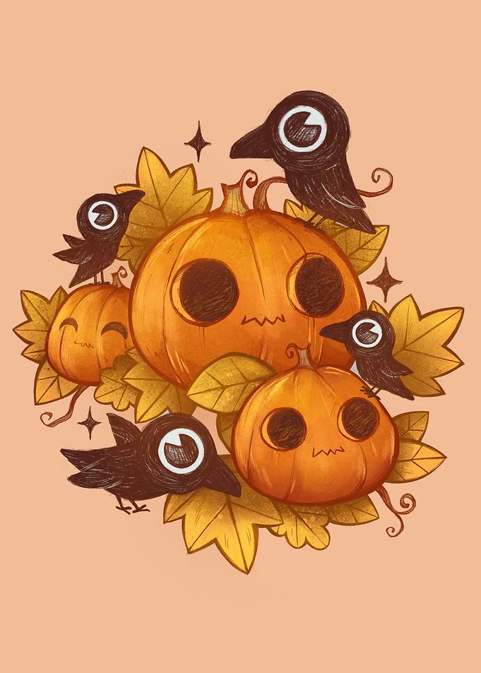 Pumpkins and crows