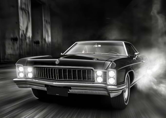 Retro car drifting