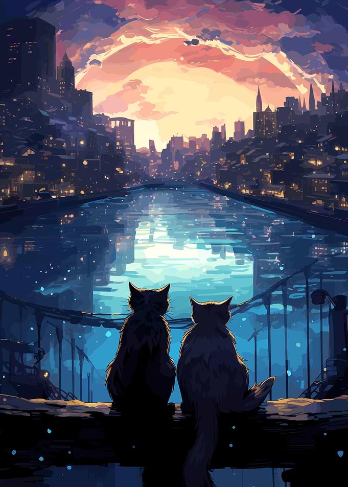 Silhouette Cat Look City