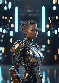 Cyborg Woman in Neons