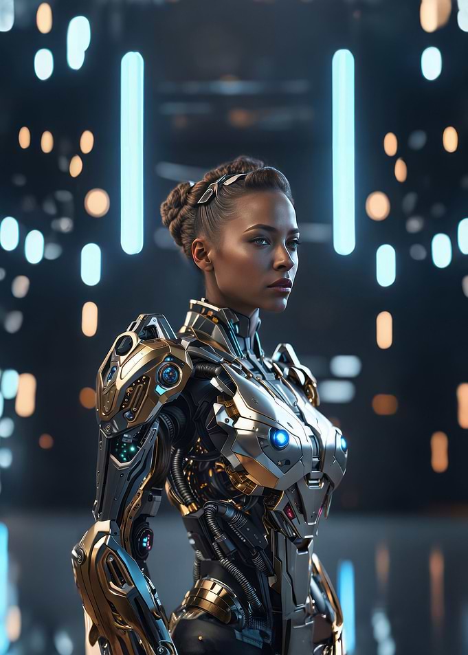 Cyborg Woman in Neons