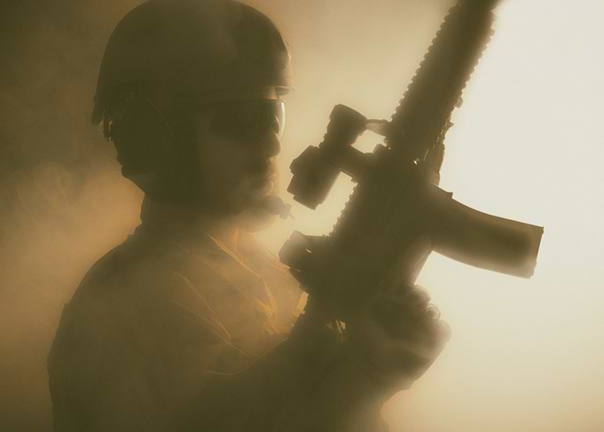 Soldier in the fog