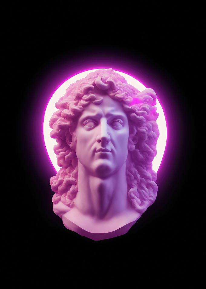 Vaporwave statue head male