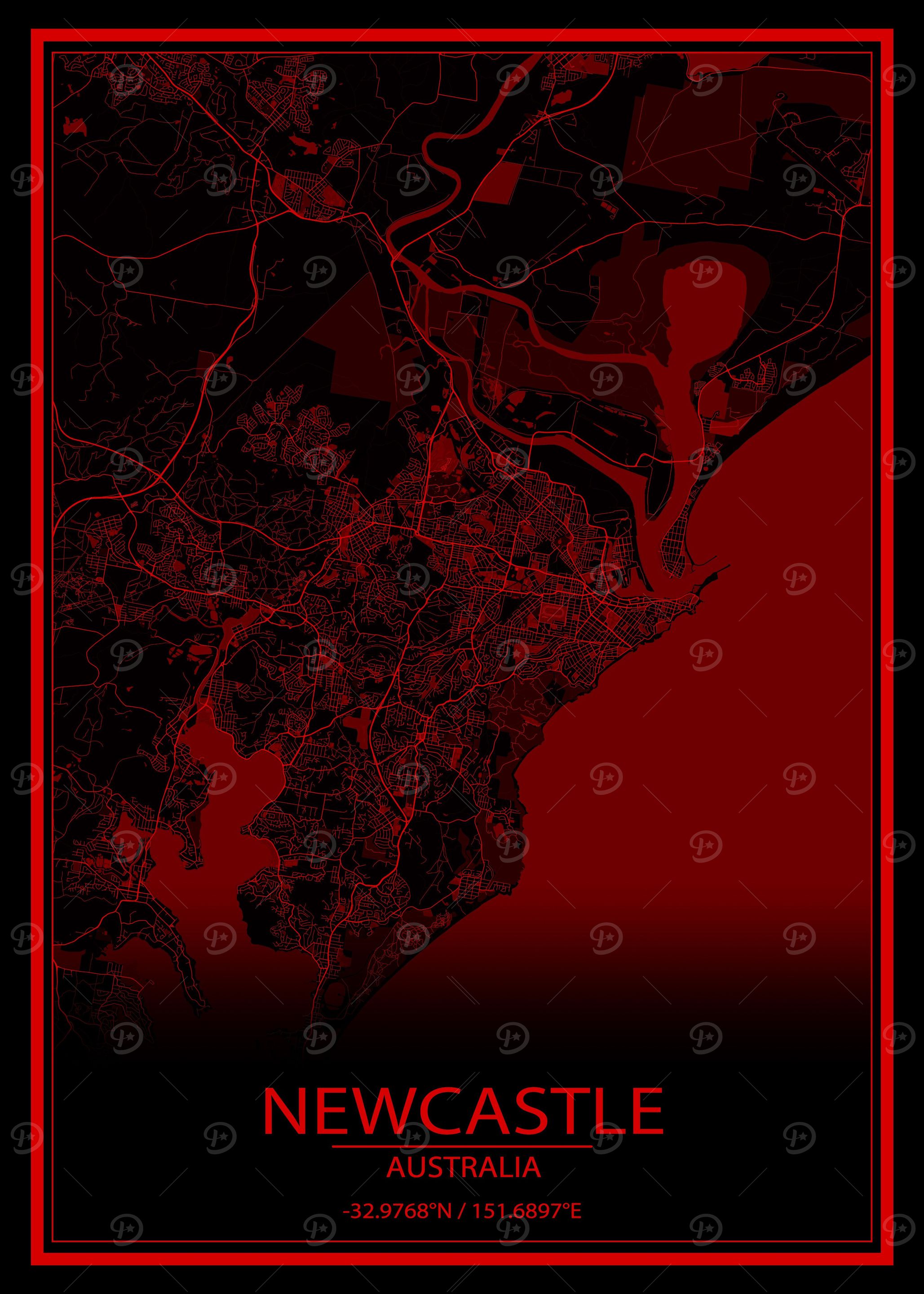 Newcastle Red Black Map