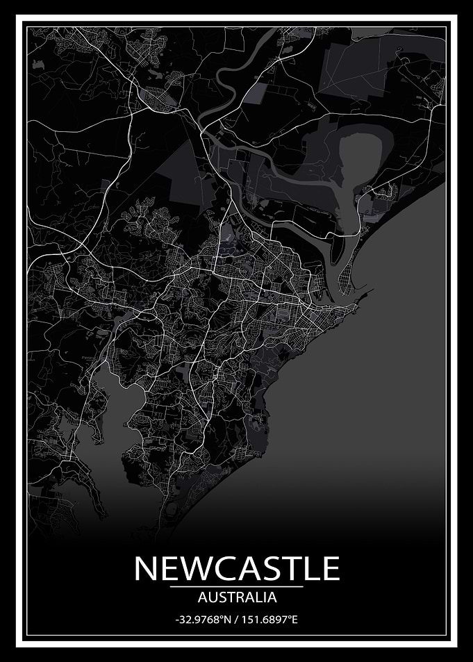 Newcastle Black City Map