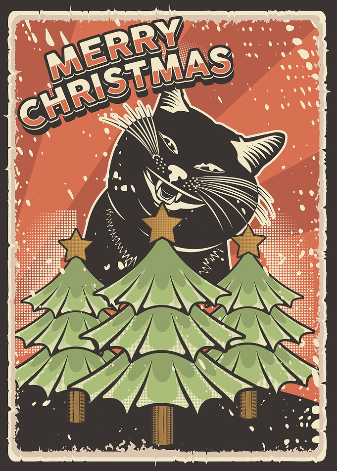 Cat Merry Christmas Tree
