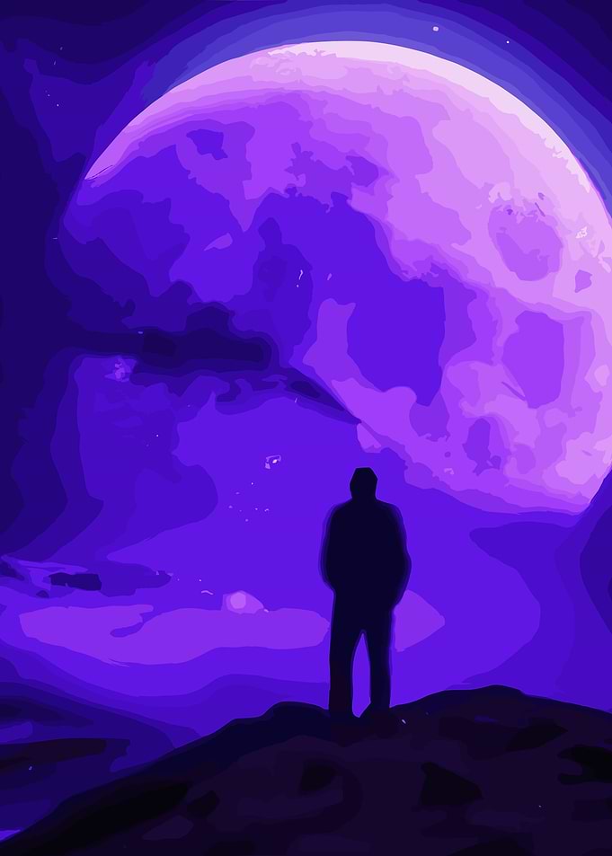 Man Looks at Planet