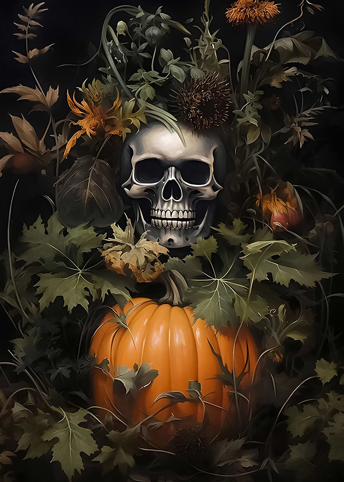 Floral Skeleton Pumpkin