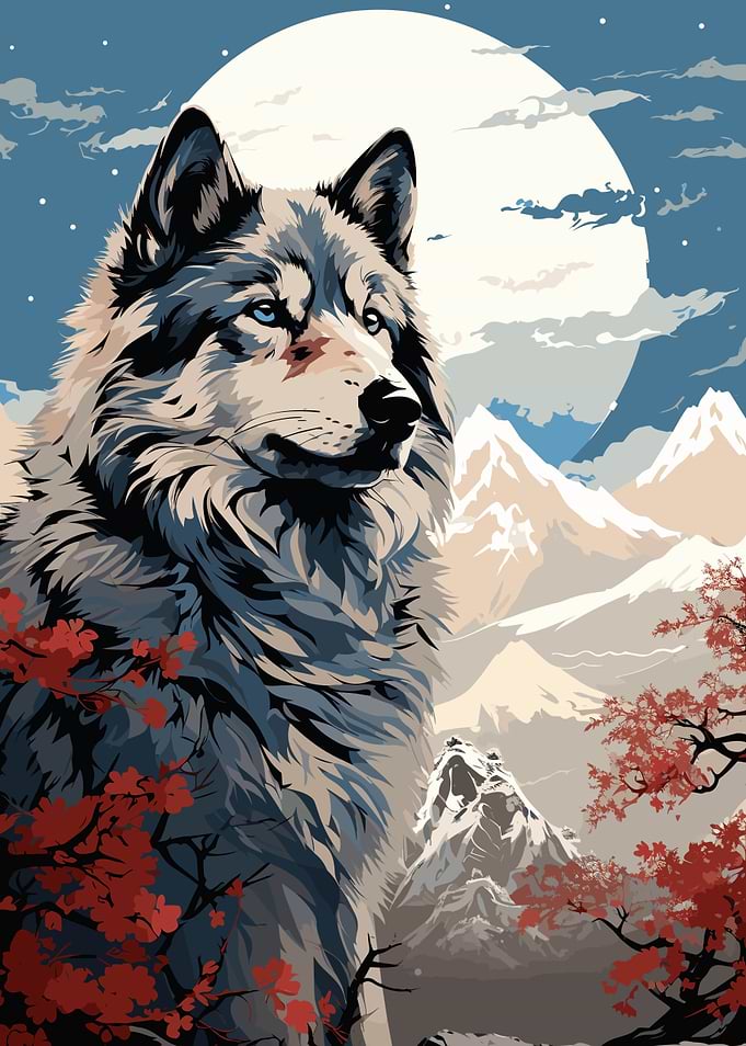 Wolf Retro Japan Vibes