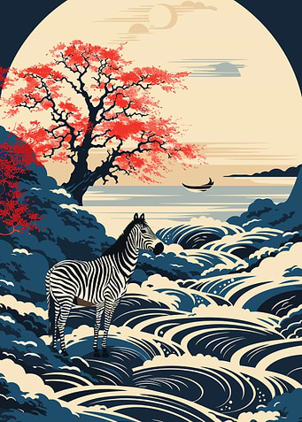 Zebra Waves Japan Vibes