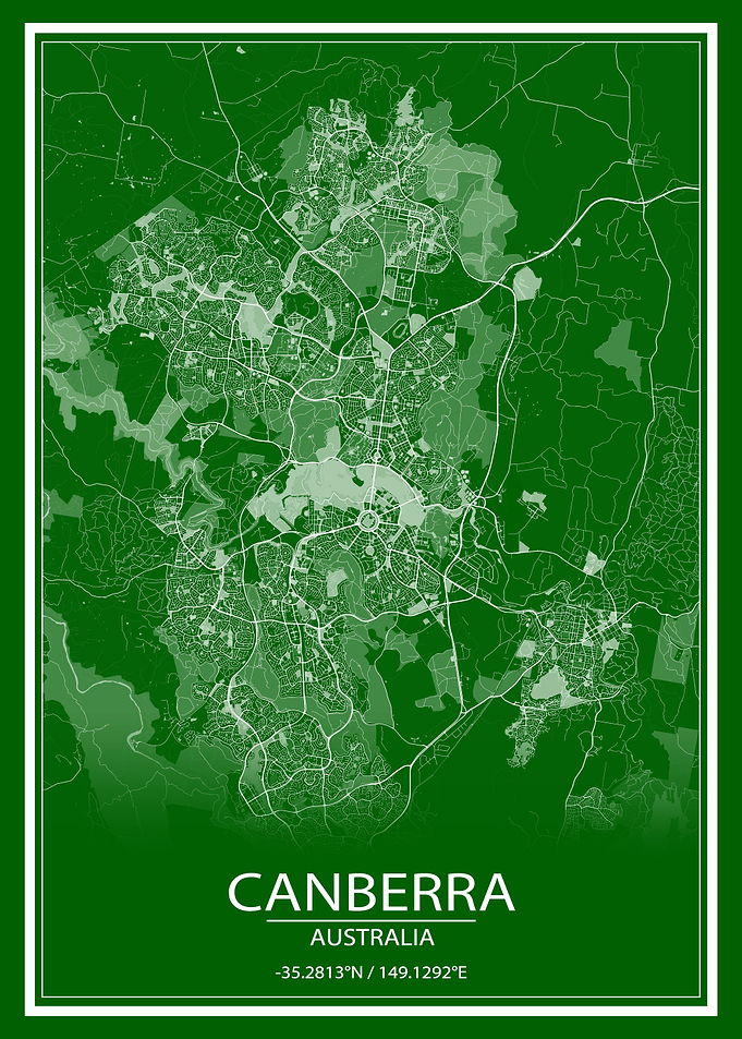 Canberra Green White Map