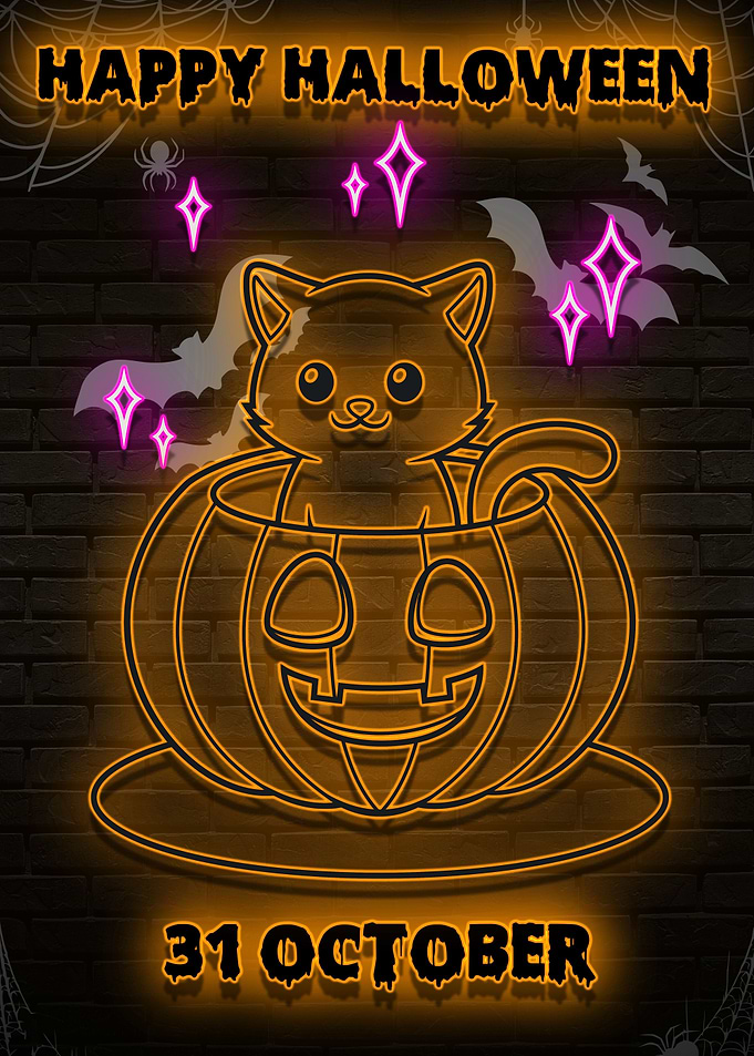 Pumpkin and cat halloween