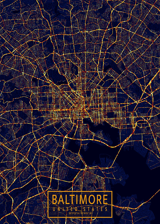 Baltimore Map City At Nigh