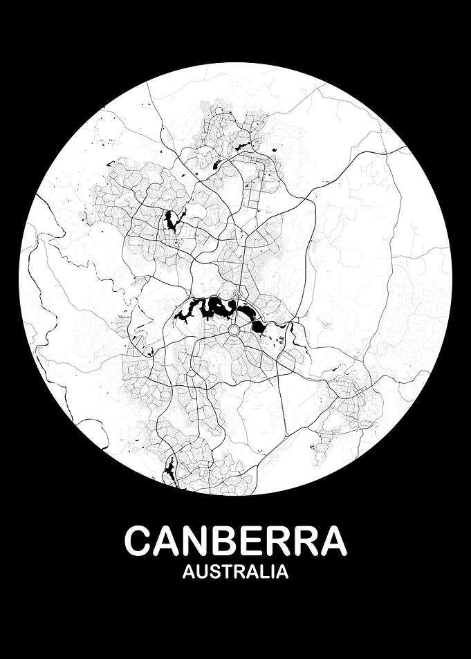 Canberra White Circle Map