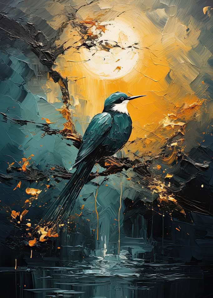 Blue Bird Impasto