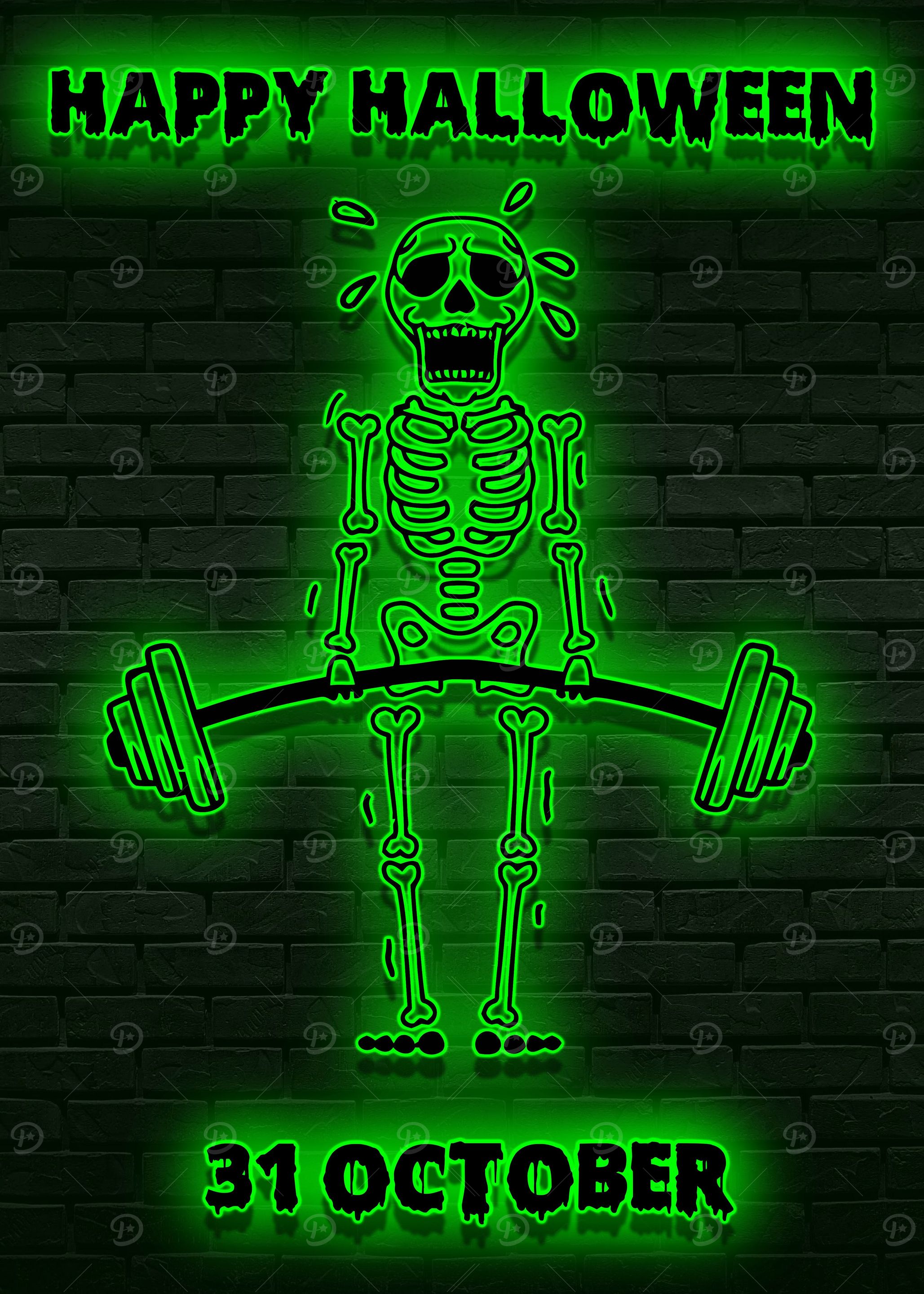 skeleton halloween neon