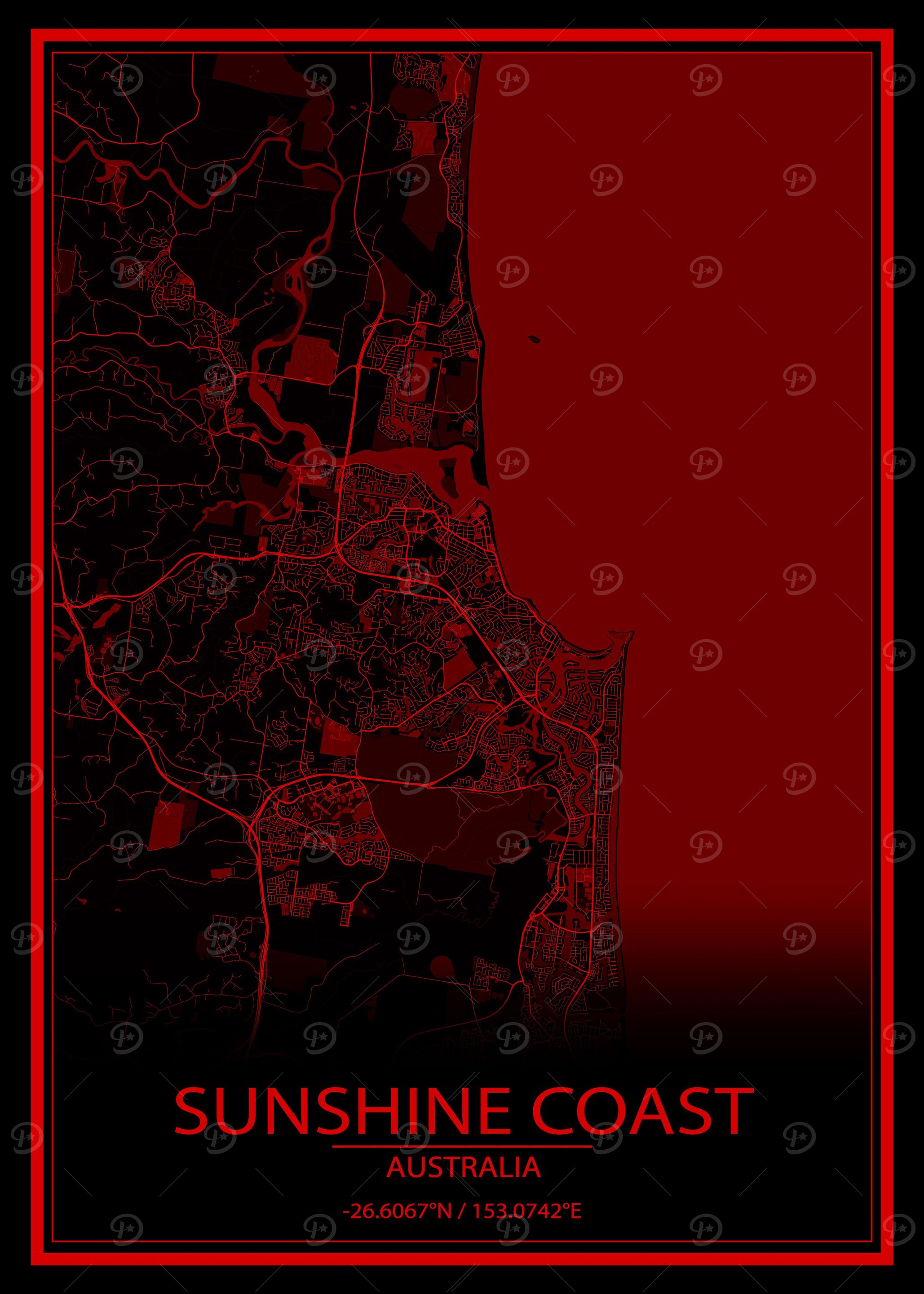 Sunshine Coast Red Map
