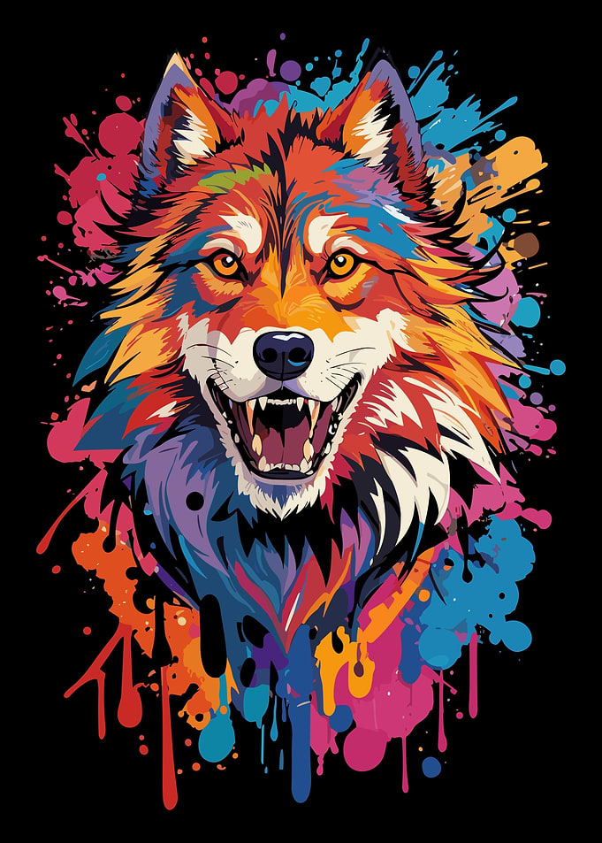 Wolf Head Graffiti Style